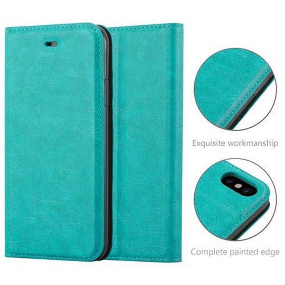 Cadorabo Hülle für Apple iPhone X / XS Schutz Hülle in Türkis Handyhülle Etui Case Cover Magnetverschluss