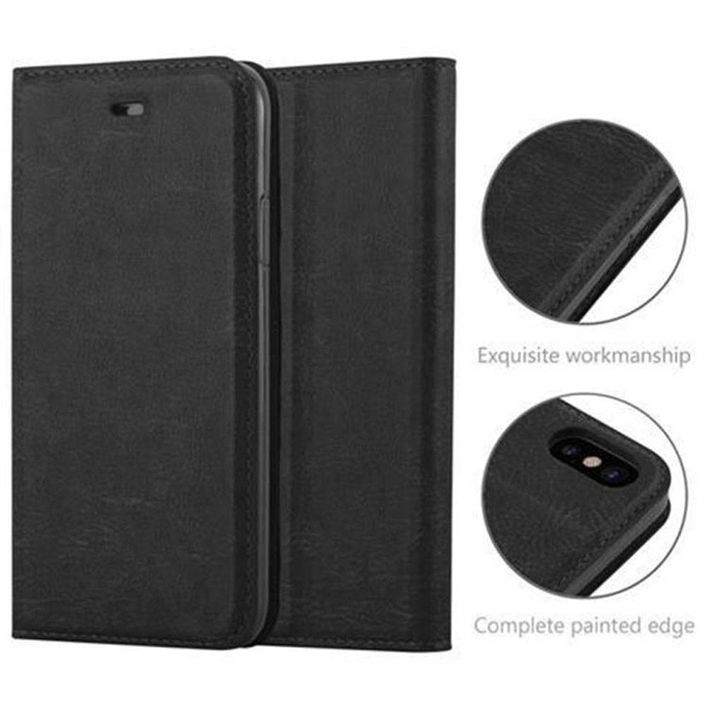 Cadorabo Hülle für Apple iPhone X / XS Schutz Hülle in Schwarz Handyhülle Etui Case Cover Magnetverschluss