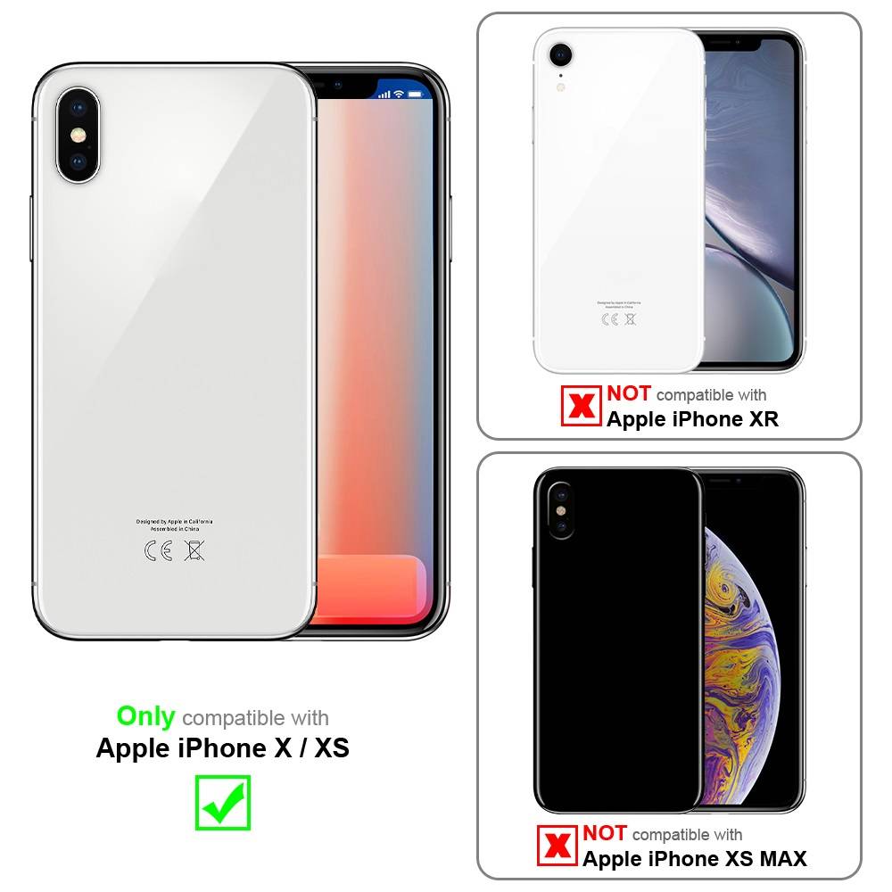 Cadorabo Hülle für Apple iPhone X / XS Schutz Hülle in Rot Handyhülle Etui Case Cover Magnetverschluss