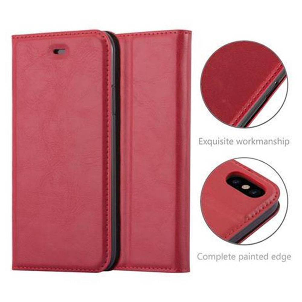 Cadorabo Hülle für Apple iPhone X / XS Schutz Hülle in Rot Handyhülle Etui Case Cover Magnetverschluss
