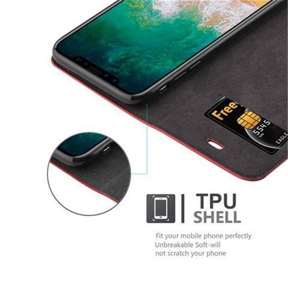 Cadorabo Hülle für Apple iPhone X / XS Schutz Hülle in Rot Handyhülle Etui Case Cover Magnetverschluss