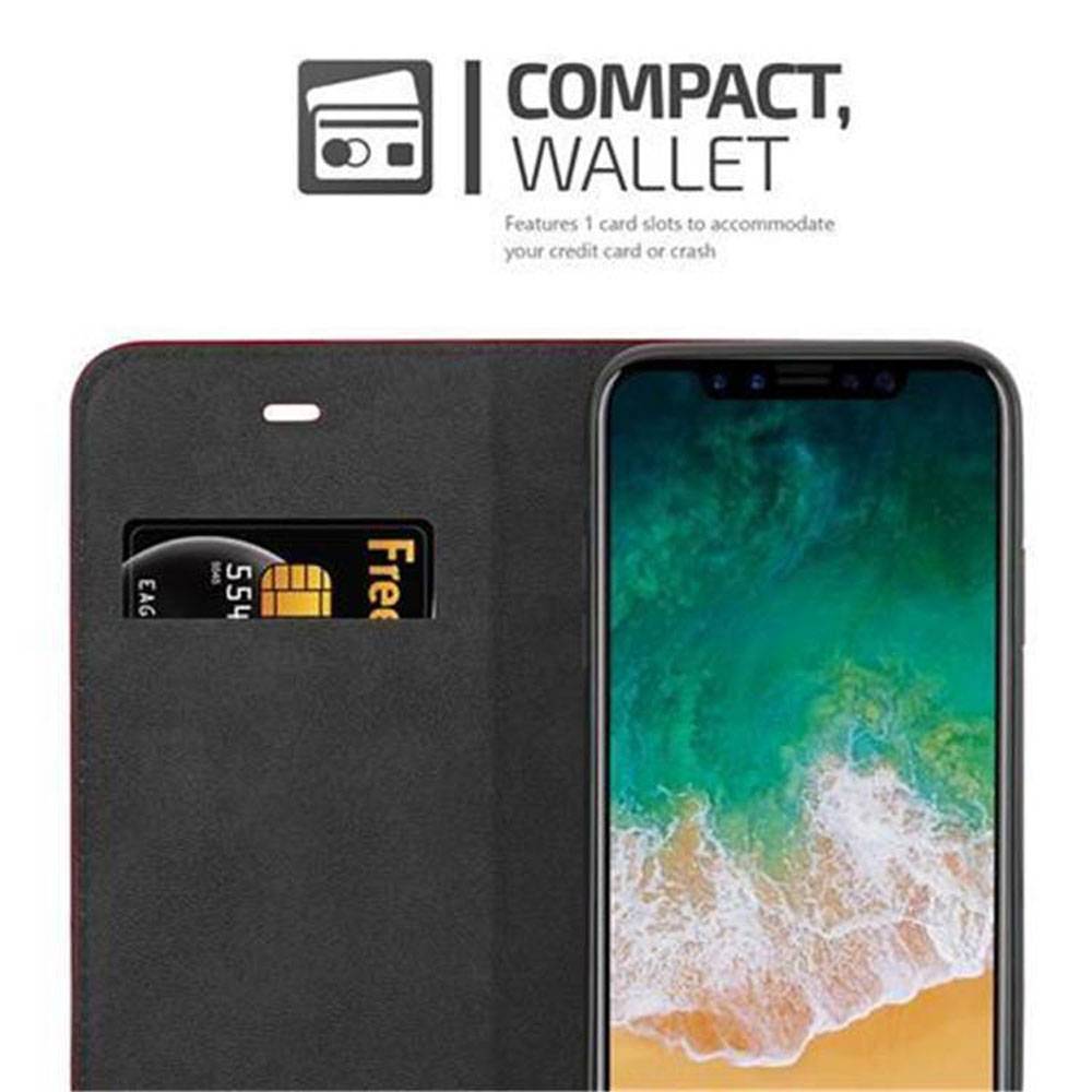 Cadorabo Hülle für Apple iPhone X / XS Schutz Hülle in Rot Handyhülle Etui Case Cover Magnetverschluss