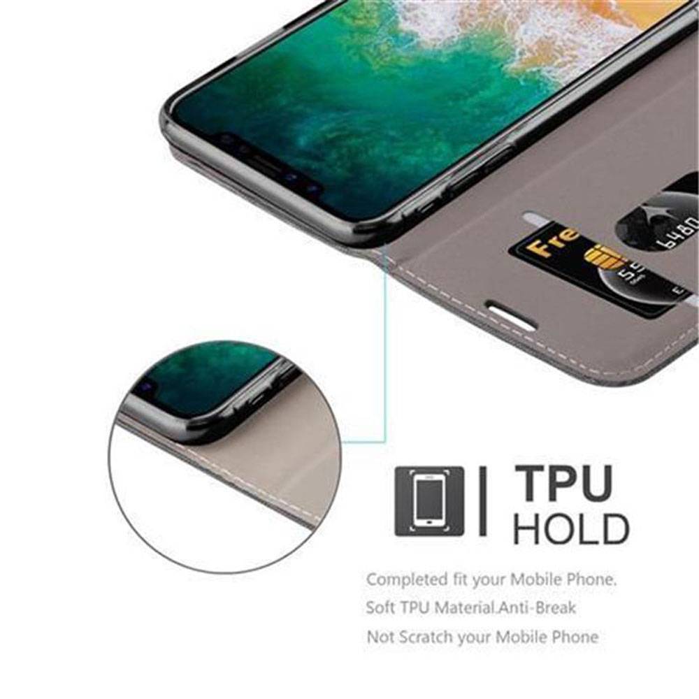 Cadorabo Hülle für Apple iPhone X / XS Schutzhülle in Grau Handy Hülle Etui Book Case Cover