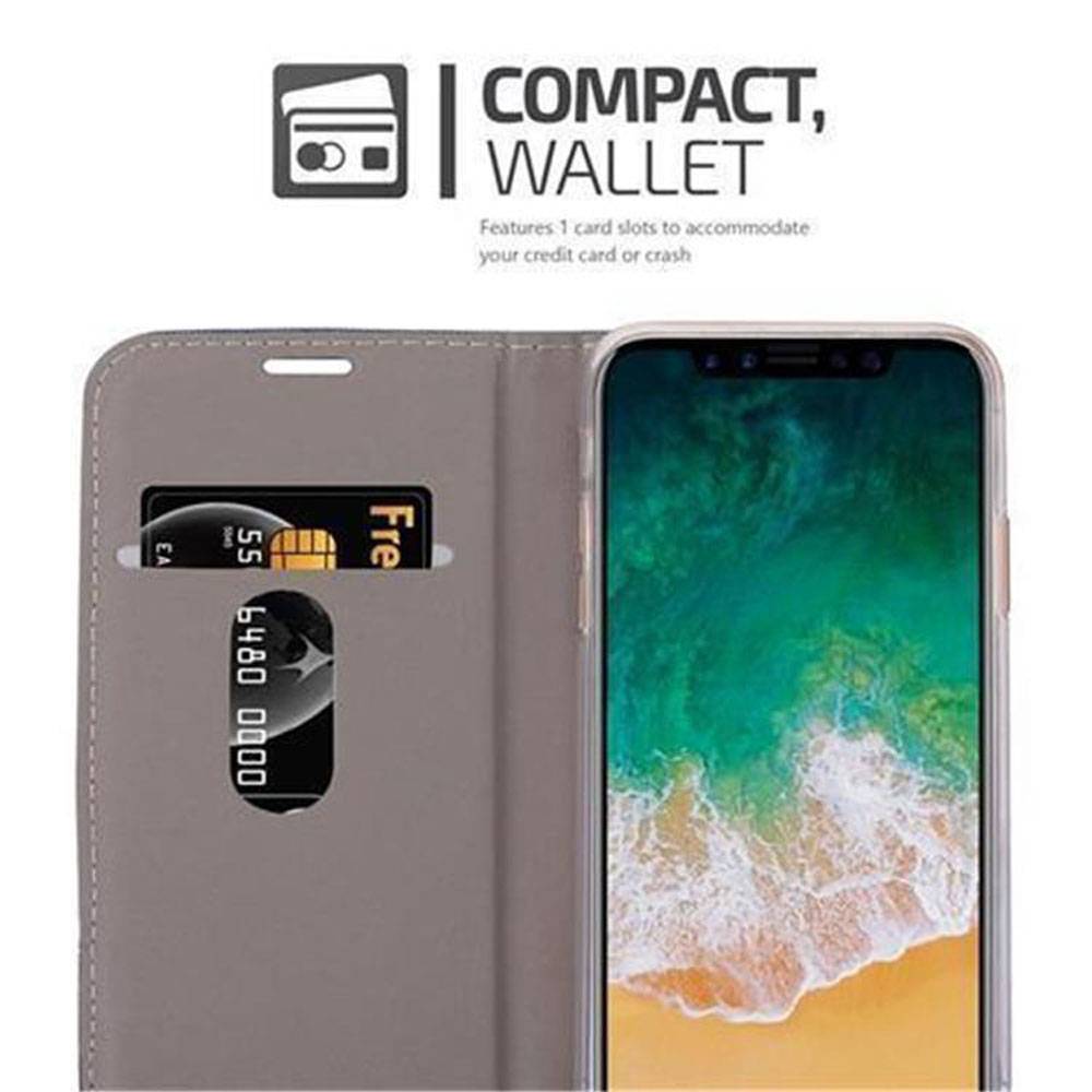 Cadorabo Hülle für Apple iPhone X / XS Schutzhülle in Grau Handy Hülle Etui Book Case Cover