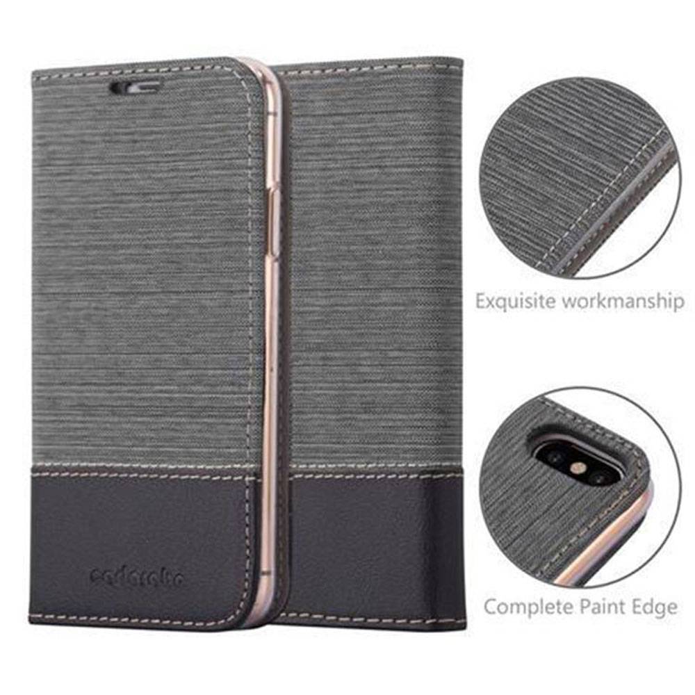 Cadorabo Hülle für Apple iPhone X / XS Schutzhülle in Grau Handy Hülle Etui Book Case Cover