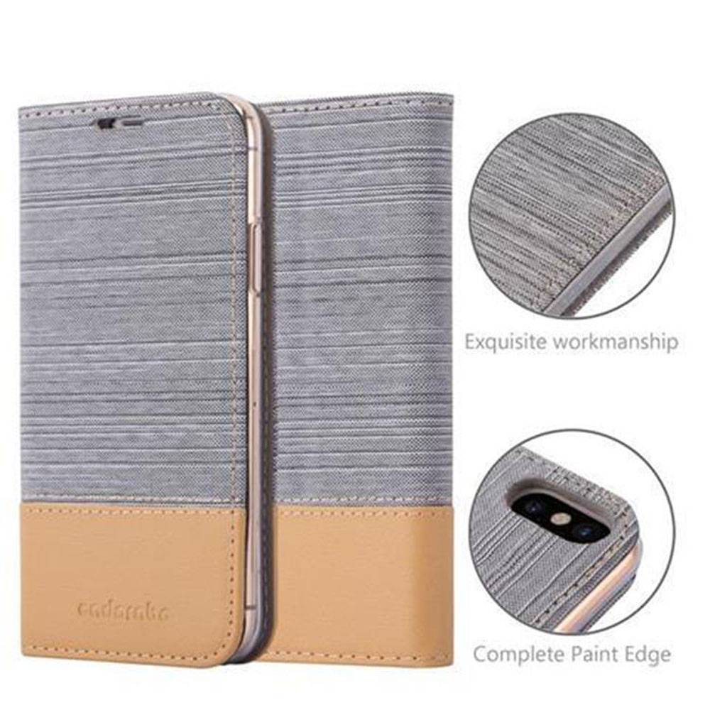 Cadorabo Hülle für Apple iPhone X / XS Schutzhülle in Grau Handy Hülle Etui Book Case Cover