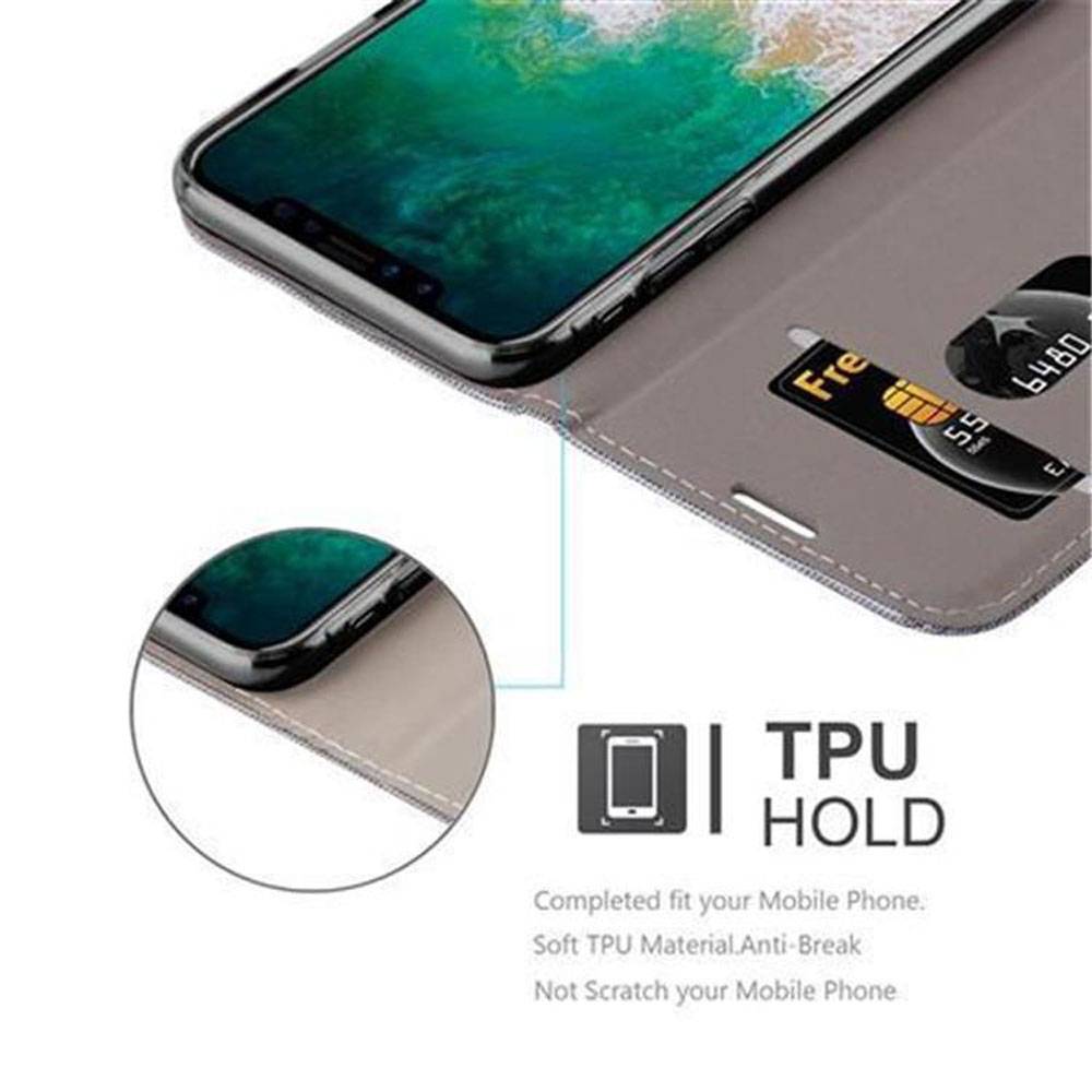 Cadorabo Hülle für Apple iPhone X / XS Schutzhülle in Grau Handy Hülle Etui Book Case Cover