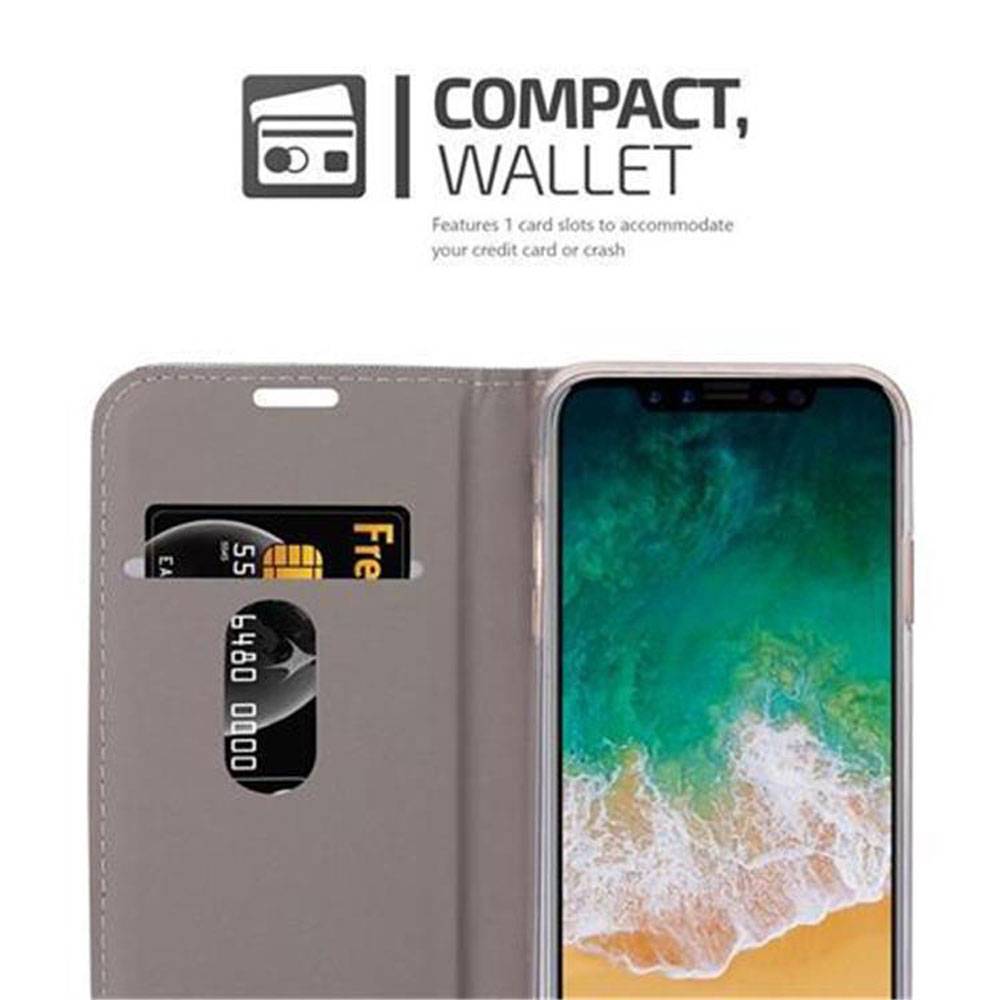 Cadorabo Hülle für Apple iPhone X / XS Schutzhülle in Grau Handy Hülle Etui Book Case Cover
