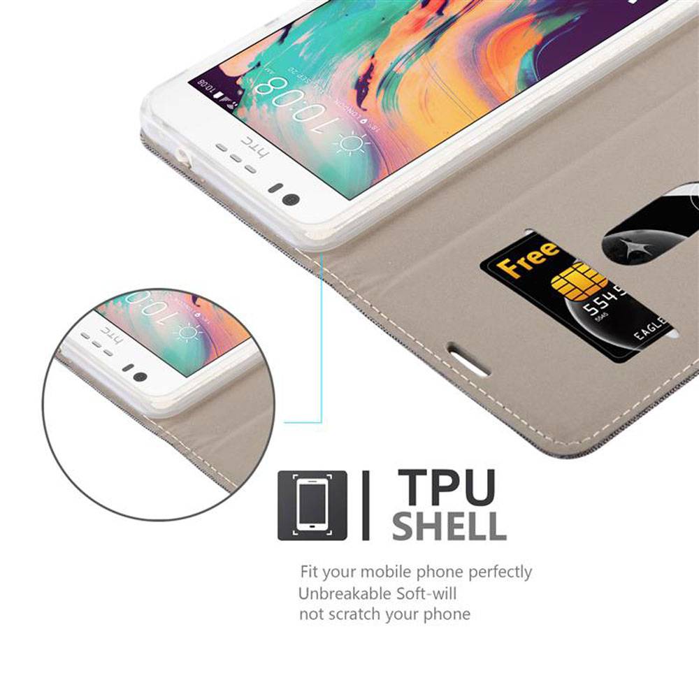 Cadorabo Hülle für HTC Desire 10 LIFESTYLE / Desire 825 Schutzhülle in Grau Handy Hülle Etui Book Case Cover