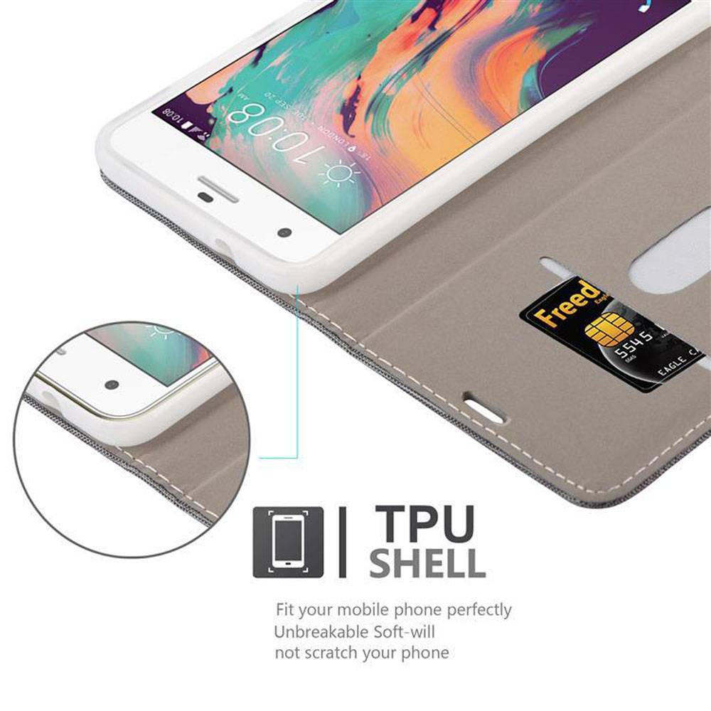Cadorabo Hülle für HTC Desire 10 PRO Schutzhülle in Grau Handy Hülle Etui Book Case Cover