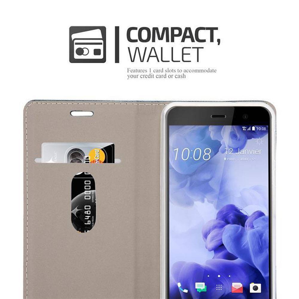 Cadorabo Hülle für HTC U PLAY Schutzhülle in Grau Handy Hülle Etui Book Case Cover
