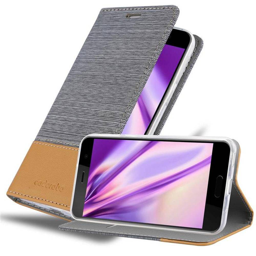 Cadorabo Hülle für HTC U PLAY Schutzhülle in Grau Handy Hülle Etui Book Case Cover