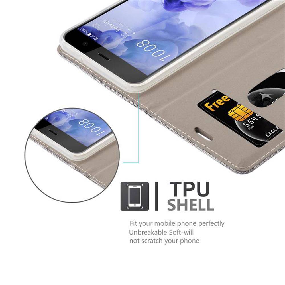 Cadorabo Hülle für HTC U PLAY Schutzhülle in Grau Handy Hülle Etui Book Case Cover