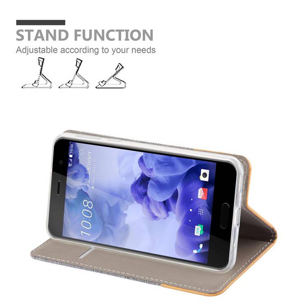 Cadorabo Hülle für HTC U PLAY Schutzhülle in Grau Handy Hülle Etui Book Case Cover