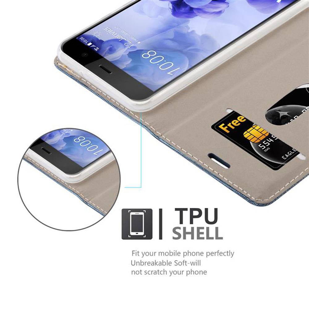 Cadorabo Hülle für HTC U PLAY Schutzhülle in Blau Handy Hülle Etui Book Case Cover