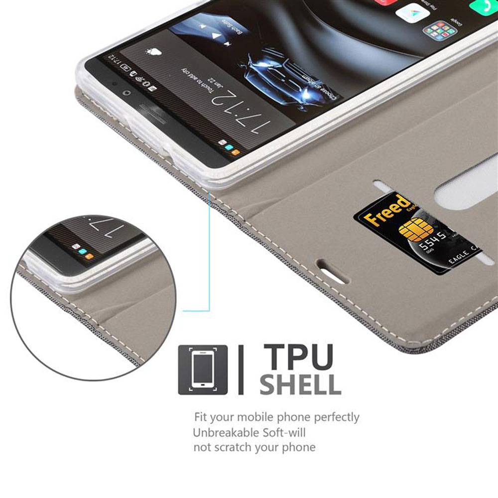Cadorabo Hülle für Huawei MATE 8 Schutzhülle in Grau Handy Hülle Etui Book Case Cover