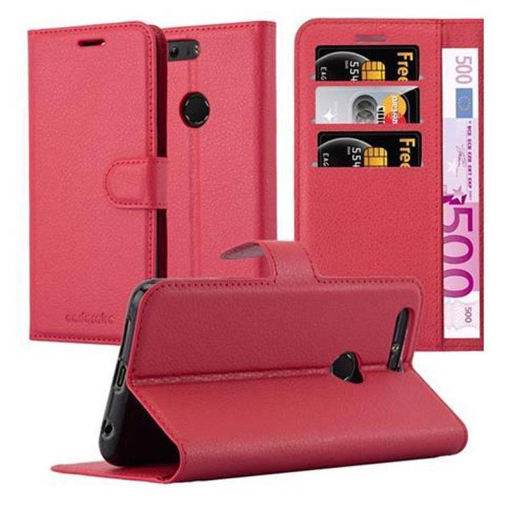 Cadorabo Hülle für Honor 8 / 8 PREMIUM Schutz Hülle in Rot Handyhülle Etui Case Cover Magnetverschluss