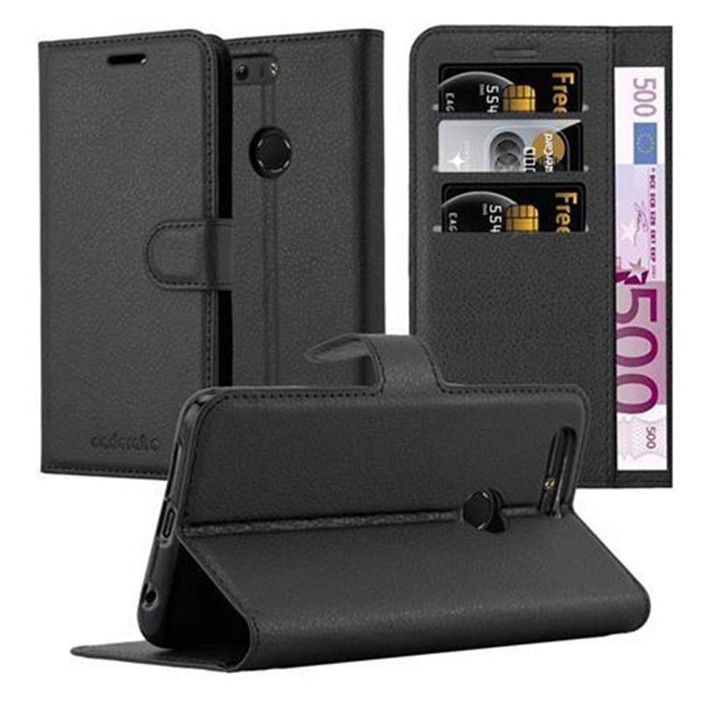 Cadorabo Hülle für Honor 8 / 8 PREMIUM Schutz Hülle in Schwarz Handyhülle Etui Case Cover Magnetverschluss