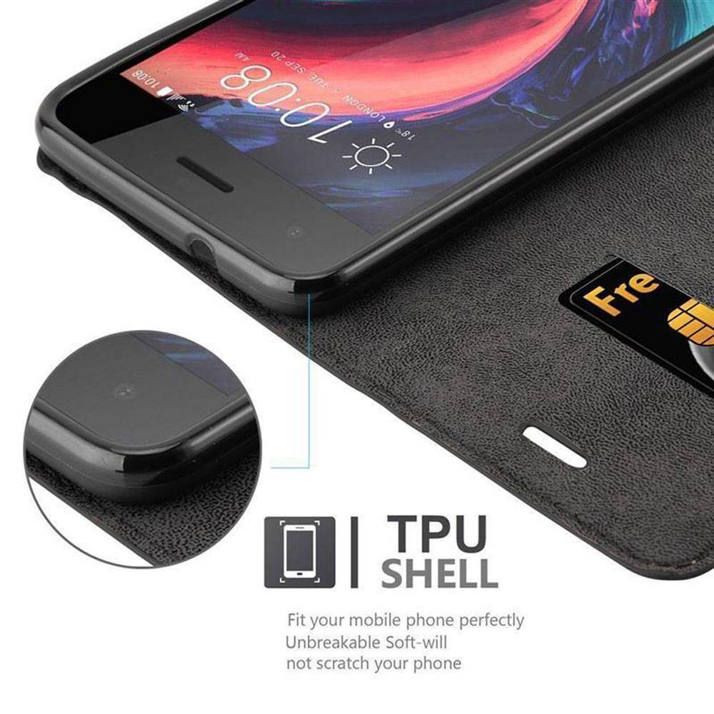 Cadorabo Hülle für HTC Desire 10 PRO Schutz Hülle in Schwarz Handyhülle Etui Case Cover Magnetverschluss