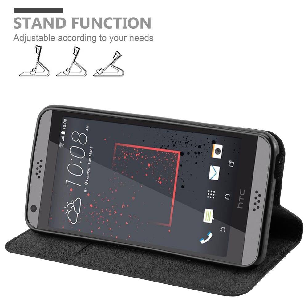 Cadorabo Hülle für HTC Desire 530 / 630 Schutz Hülle in Schwarz Handyhülle Etui Case Cover Magnetverschluss