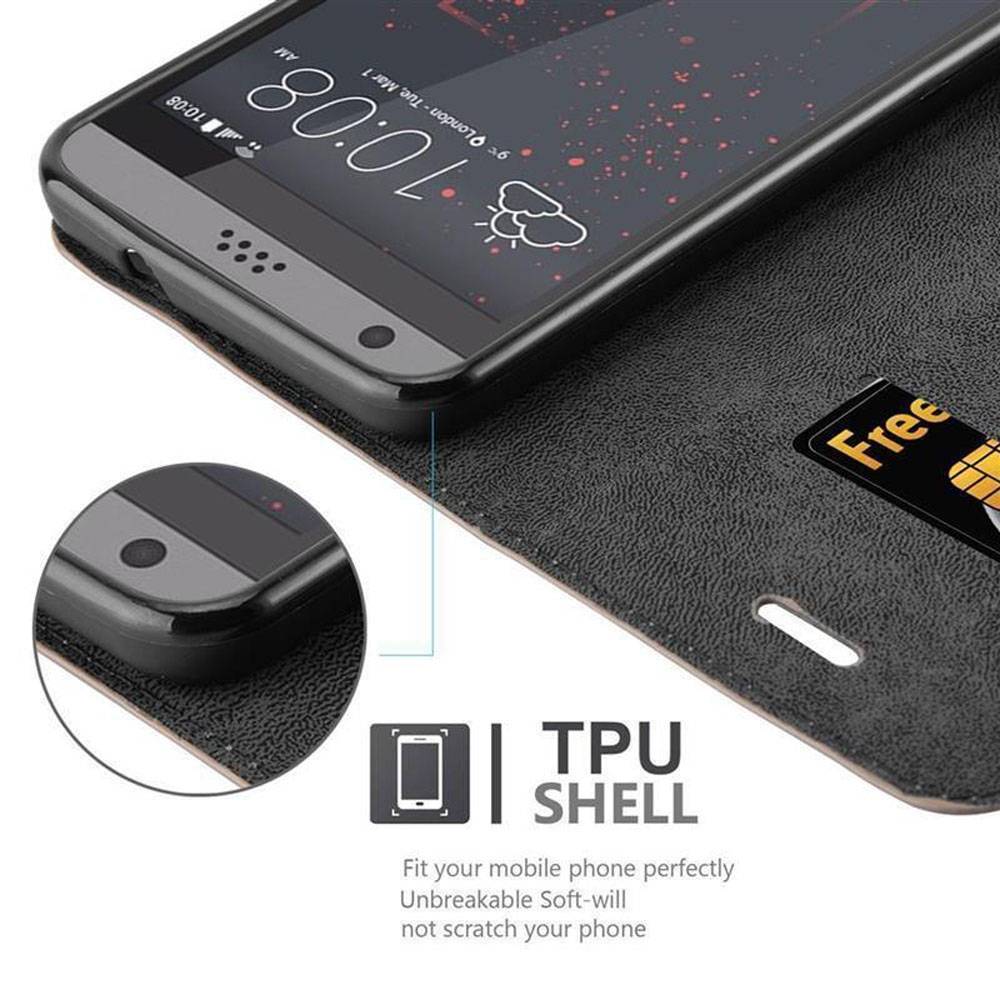 Cadorabo Hülle für HTC Desire 530 / 630 Schutz Hülle in Braun Handyhülle Etui Case Cover Magnetverschluss