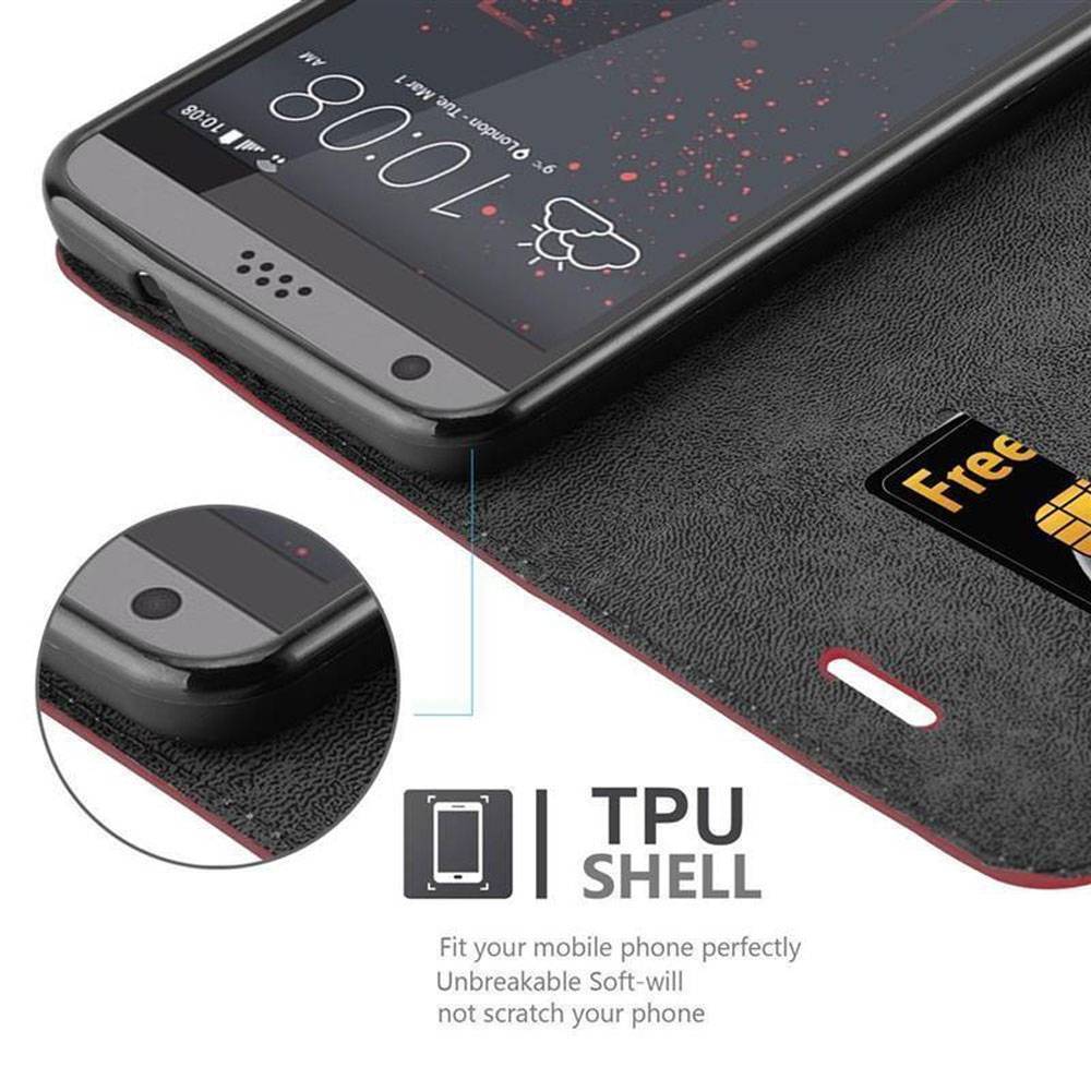 Cadorabo Hülle für HTC Desire 530 / 630 Schutz Hülle in Rot Handyhülle Etui Case Cover Magnetverschluss