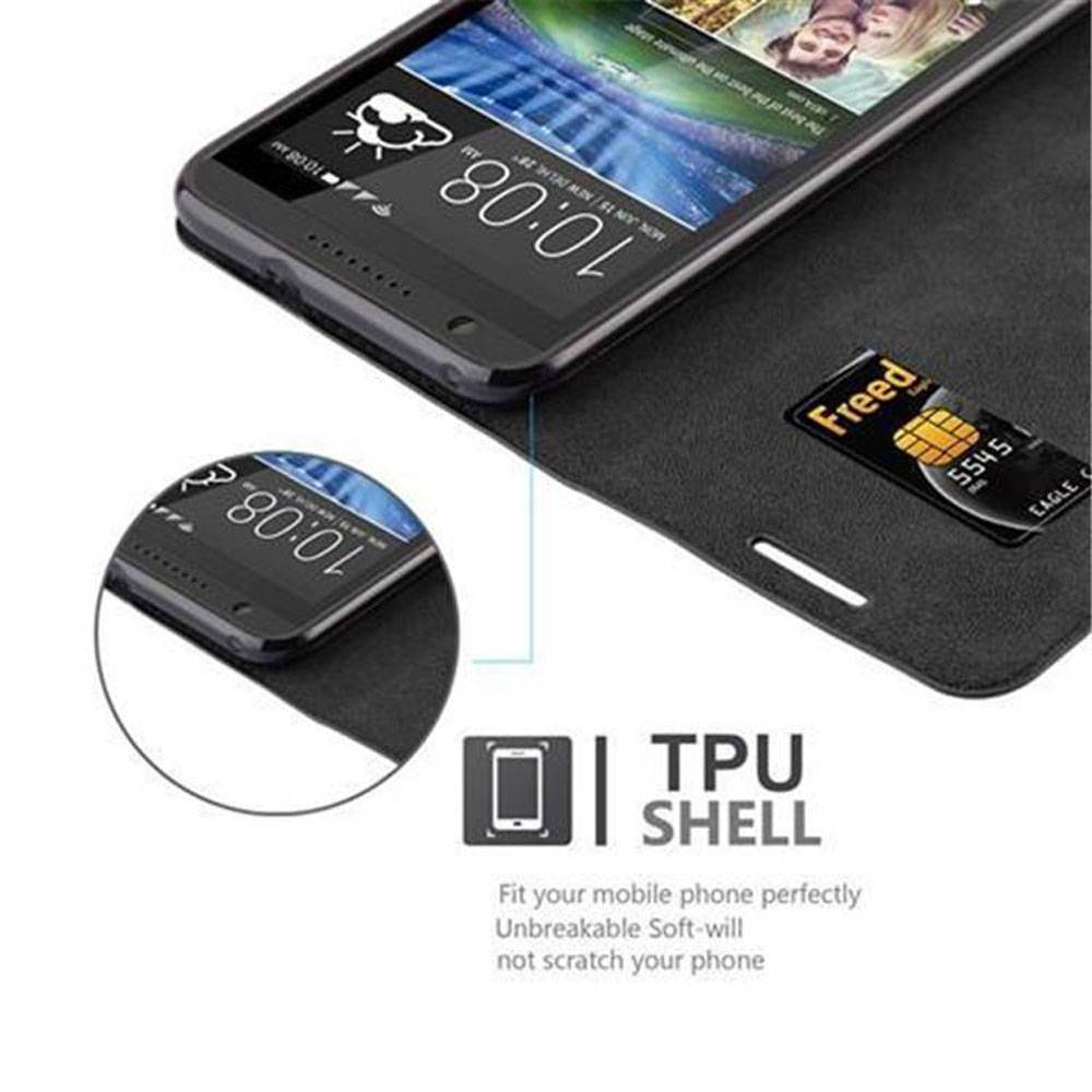 Cadorabo Hülle für HTC Desire 820 Schutz Hülle in Schwarz Handyhülle Etui Case Cover Magnetverschluss