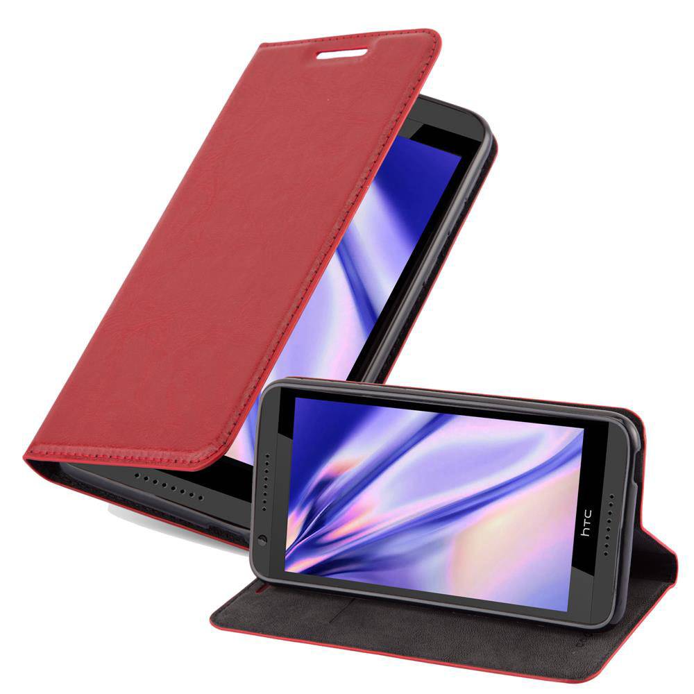 Cadorabo Hülle für HTC Desire 820 Schutz Hülle in Rot Handyhülle Etui Case Cover Magnetverschluss