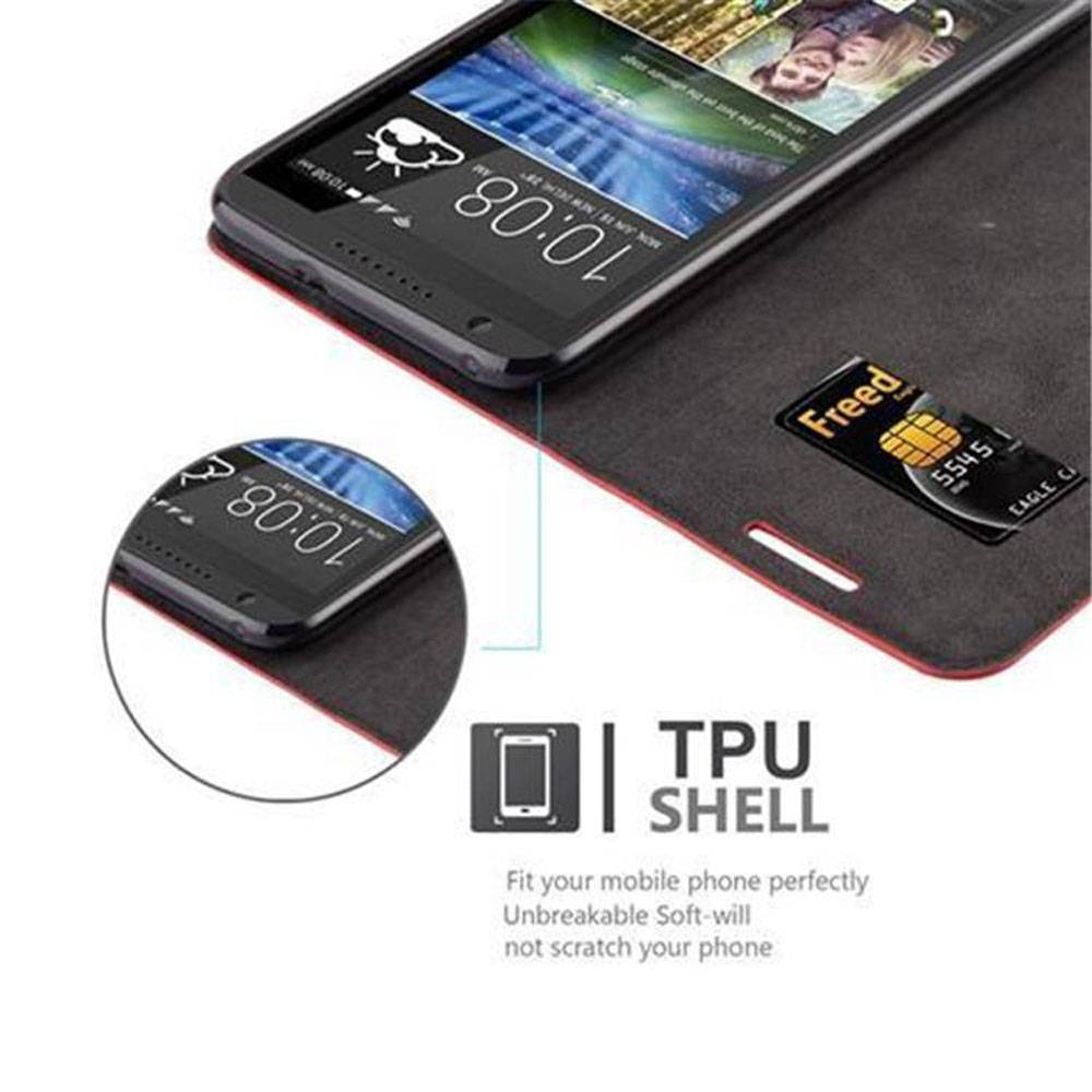 Cadorabo Hülle für HTC Desire 820 Schutz Hülle in Rot Handyhülle Etui Case Cover Magnetverschluss