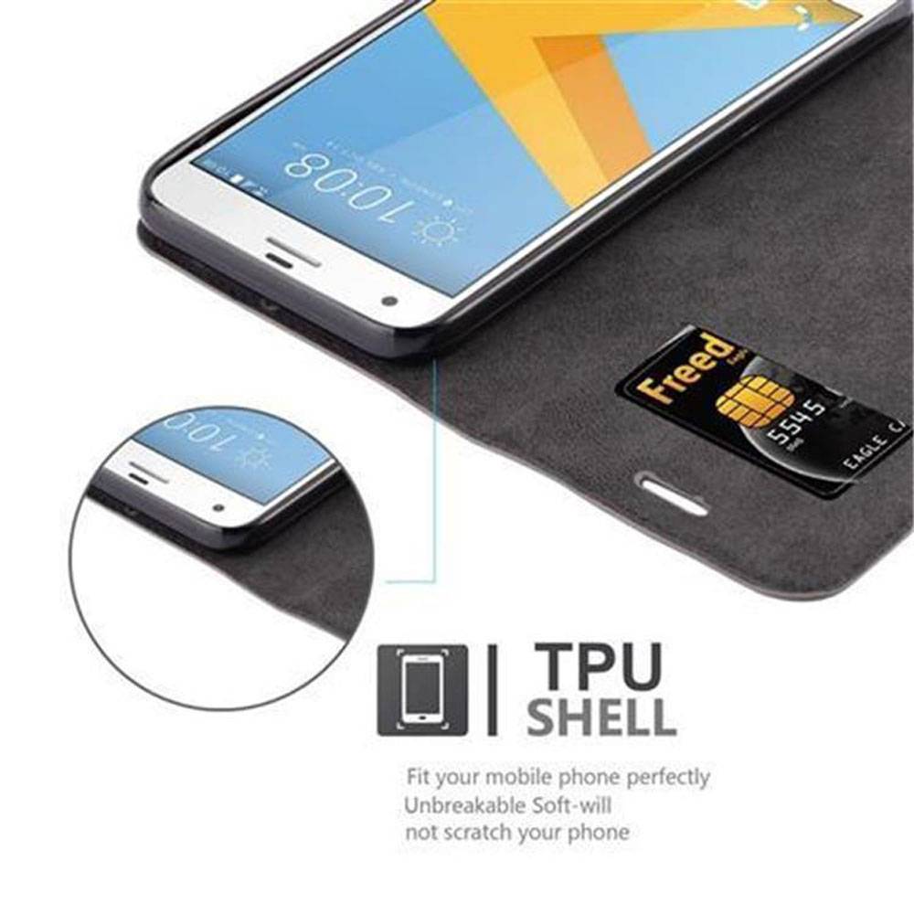 Cadorabo Hülle für HTC ONE A9S Schutz Hülle in Braun Handyhülle Etui Case Cover Magnetverschluss