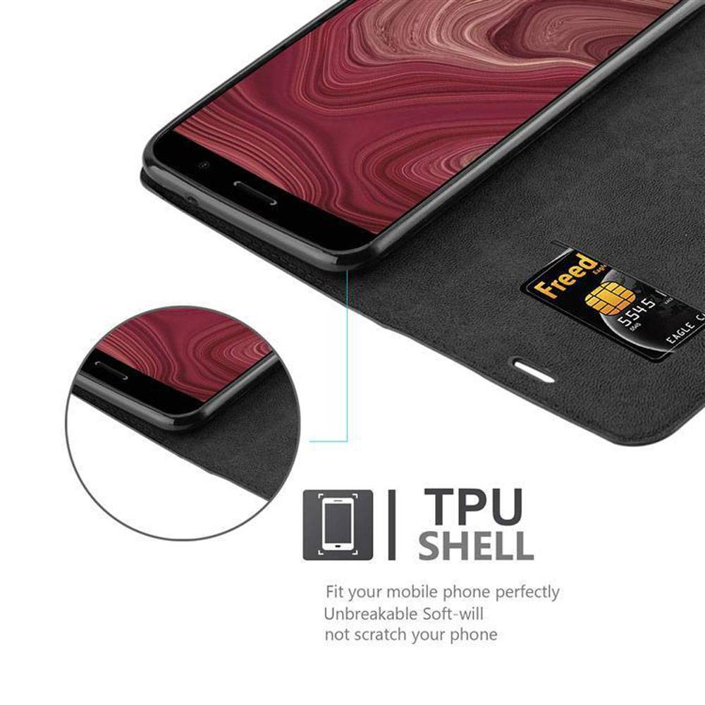 Cadorabo Hülle für HTC OCEAN / U11 Schutz Hülle in Schwarz Handyhülle Etui Case Cover Magnetverschluss