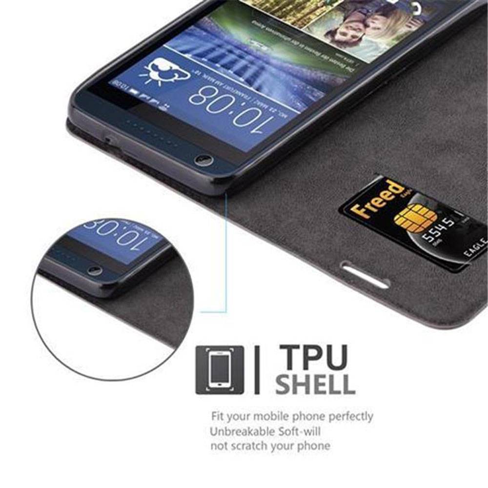 Cadorabo Hülle für HTC Desire 626G Schutz Hülle in Braun Handyhülle Etui Case Cover Magnetverschluss