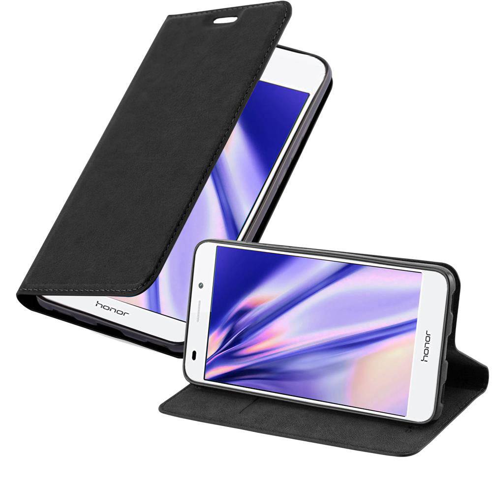 Cadorabo Hülle für Honor 5C Schutz Hülle in Schwarz Handyhülle Etui Case Cover Magnetverschluss