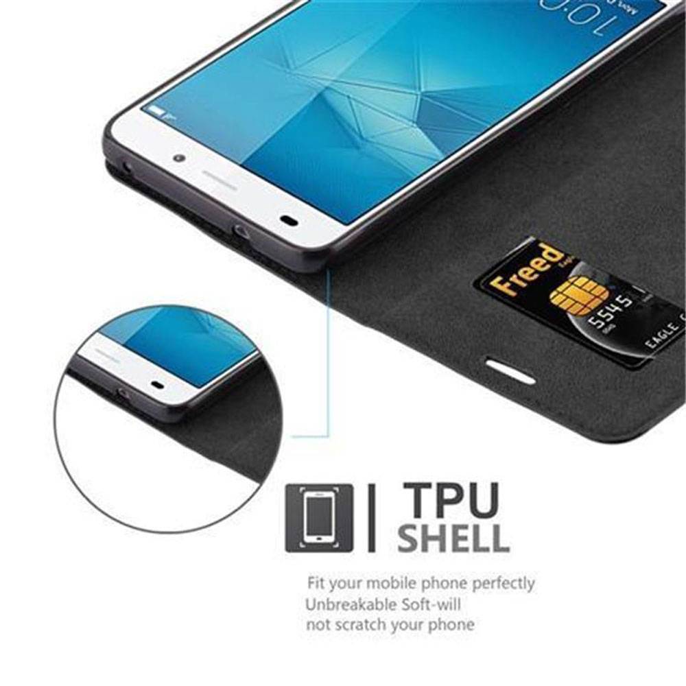Cadorabo Hülle für Honor 5C Schutz Hülle in Schwarz Handyhülle Etui Case Cover Magnetverschluss
