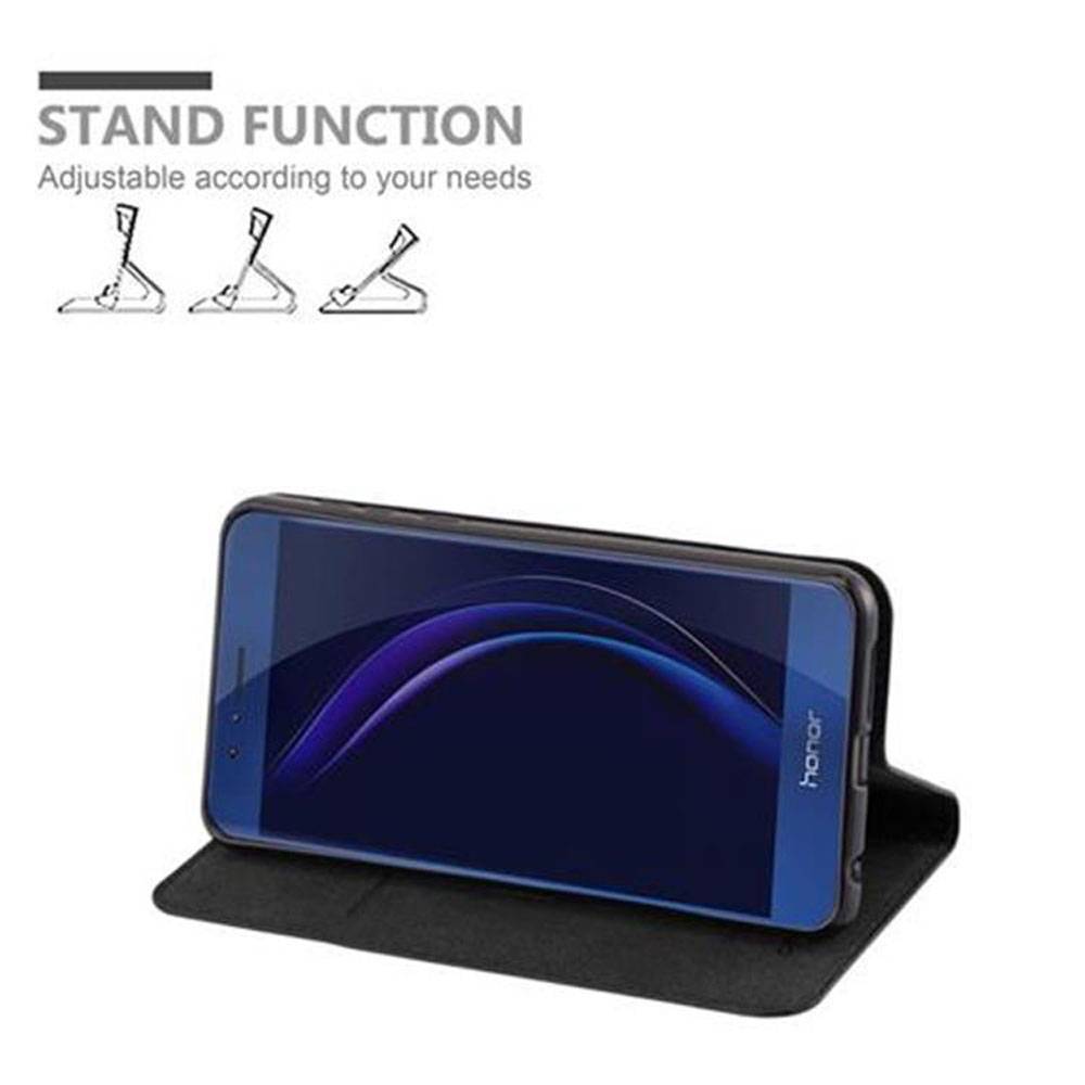 Cadorabo Hülle für Honor 8 / 8 PREMIUM Schutz Hülle in Schwarz Handyhülle Etui Case Cover Magnetverschluss