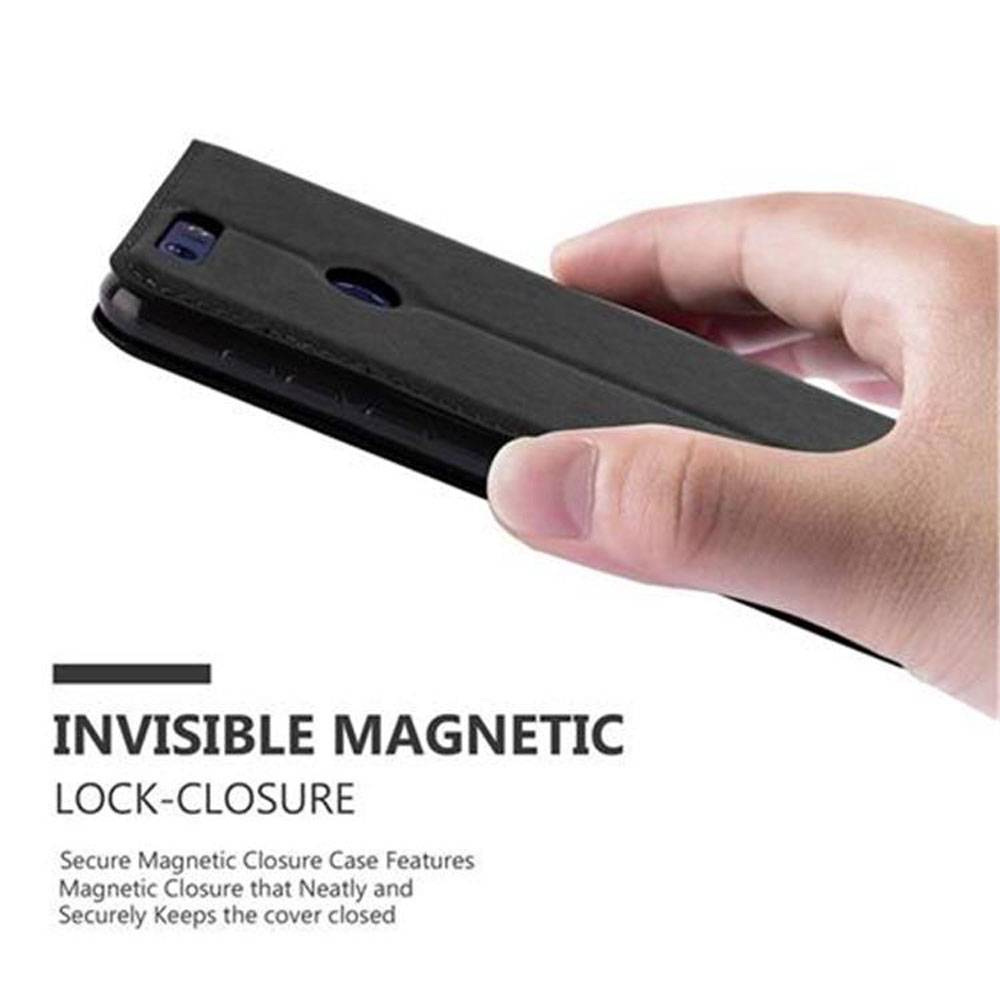 Cadorabo Hülle für Honor 8 / 8 PREMIUM Schutz Hülle in Schwarz Handyhülle Etui Case Cover Magnetverschluss