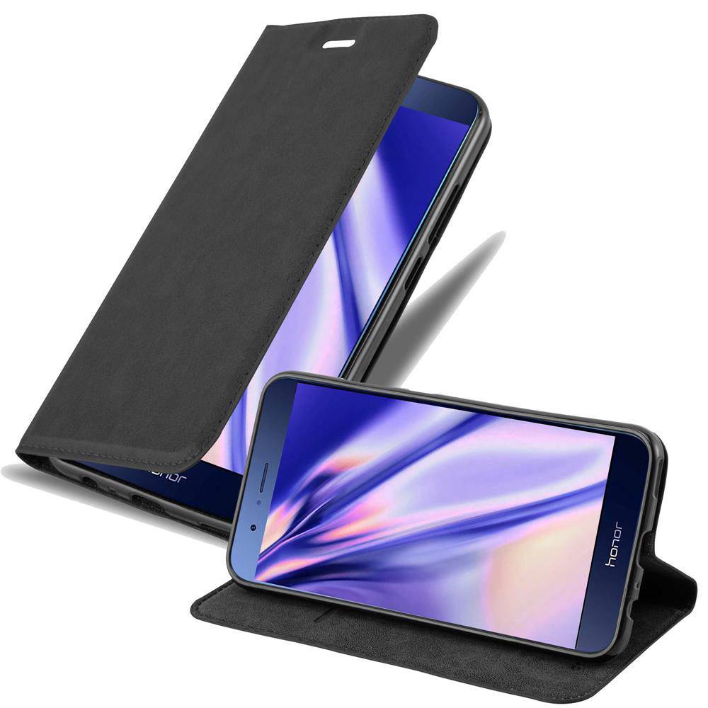 Cadorabo Hülle für Honor 8 PRO Schutz Hülle in Schwarz Handyhülle Etui Case Cover Magnetverschluss