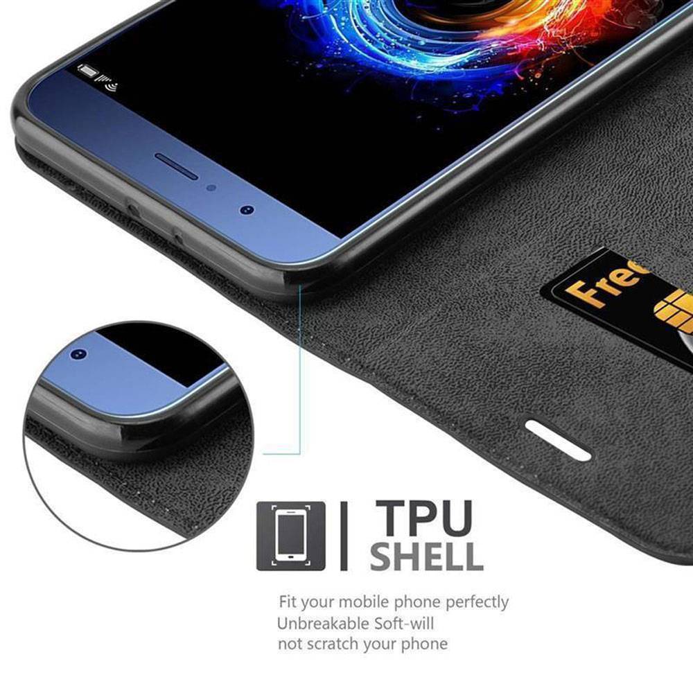 Cadorabo Hülle für Honor 8 PRO Schutz Hülle in Schwarz Handyhülle Etui Case Cover Magnetverschluss