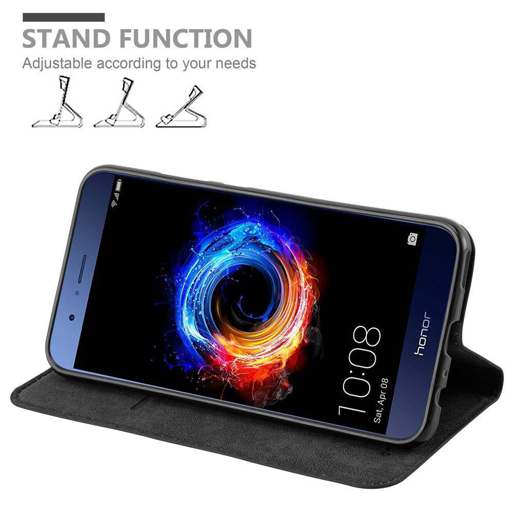 Cadorabo Hülle für Honor 8 PRO Schutz Hülle in Schwarz Handyhülle Etui Case Cover Magnetverschluss