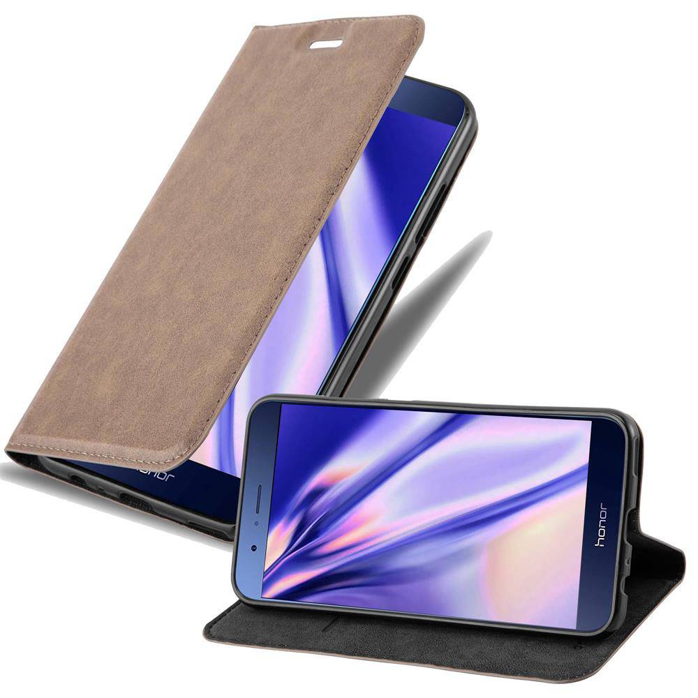 Cadorabo Hülle für Honor 8 PRO Schutz Hülle in Braun Handyhülle Etui Case Cover Magnetverschluss
