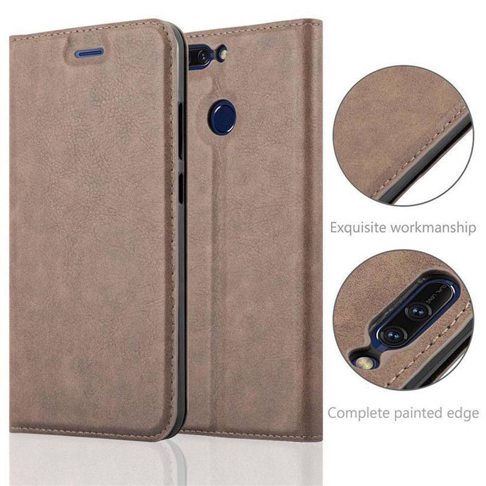 Cadorabo Hülle für Honor 8 PRO Schutz Hülle in Braun Handyhülle Etui Case Cover Magnetverschluss