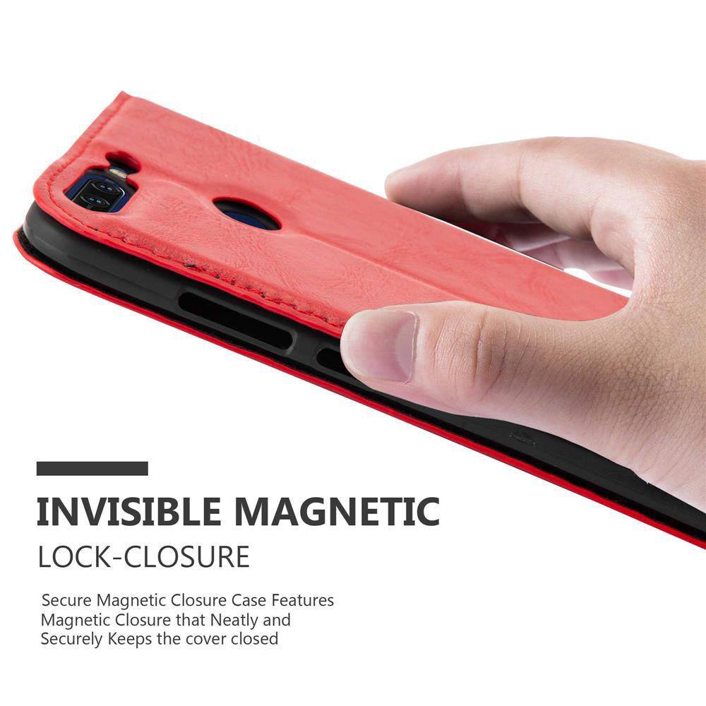 Cadorabo Hülle für Honor 8 PRO Schutz Hülle in Rot Handyhülle Etui Case Cover Magnetverschluss
