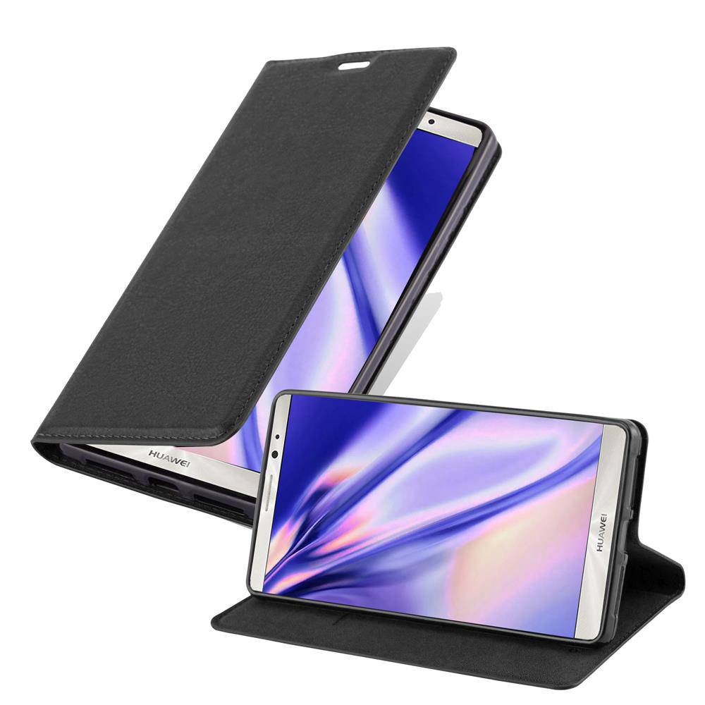Cadorabo Hülle für Huawei MATE 8 Schutz Hülle in Schwarz Handyhülle Etui Case Cover Magnetverschluss