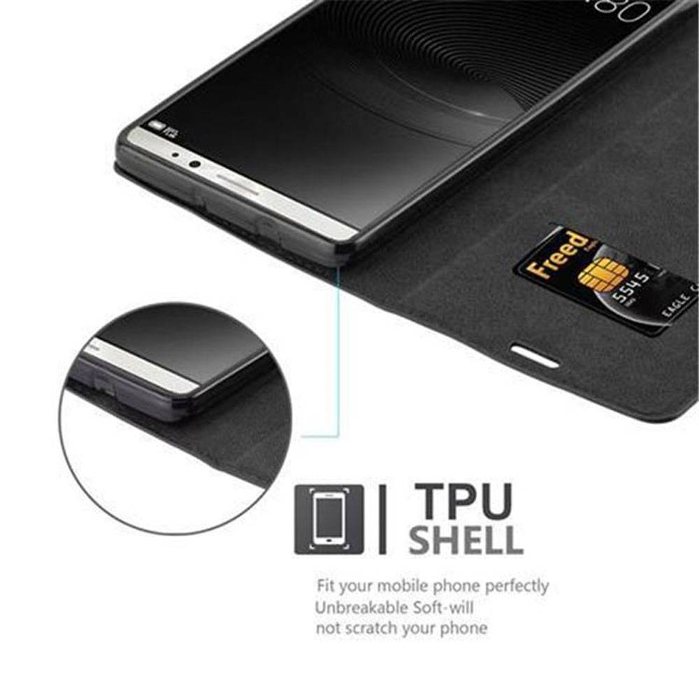 Cadorabo Hülle für Huawei MATE 8 Schutz Hülle in Schwarz Handyhülle Etui Case Cover Magnetverschluss