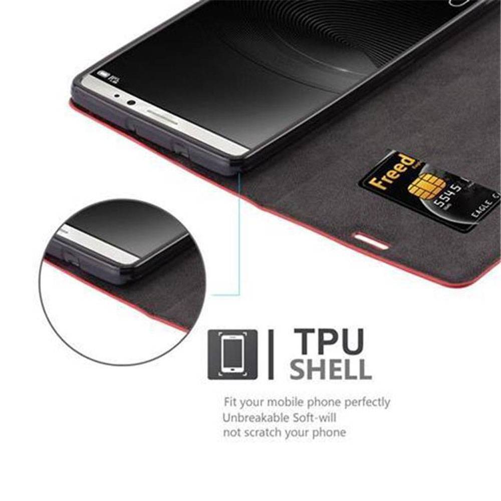 Cadorabo Hülle für Huawei MATE 8 Schutz Hülle in Rot Handyhülle Etui Case Cover Magnetverschluss
