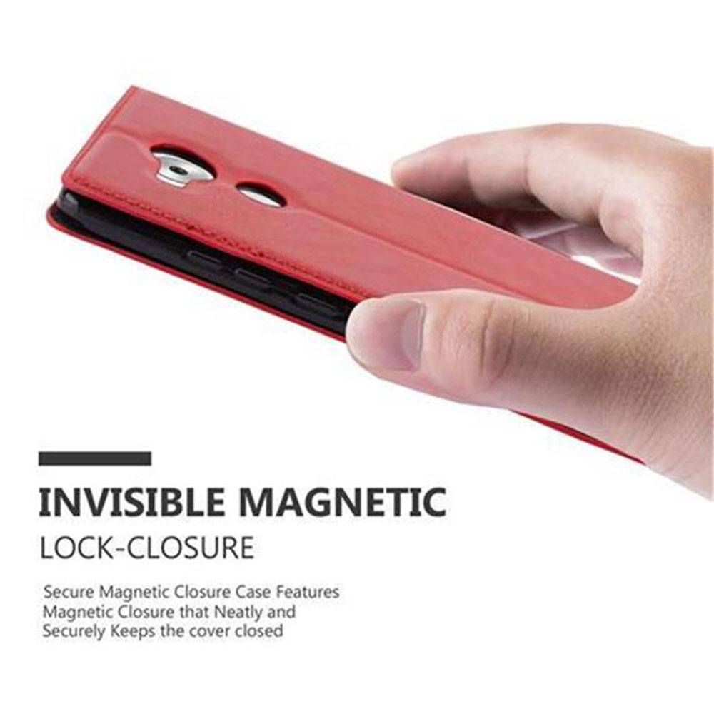 Cadorabo Hülle für Huawei MATE 8 Schutz Hülle in Rot Handyhülle Etui Case Cover Magnetverschluss