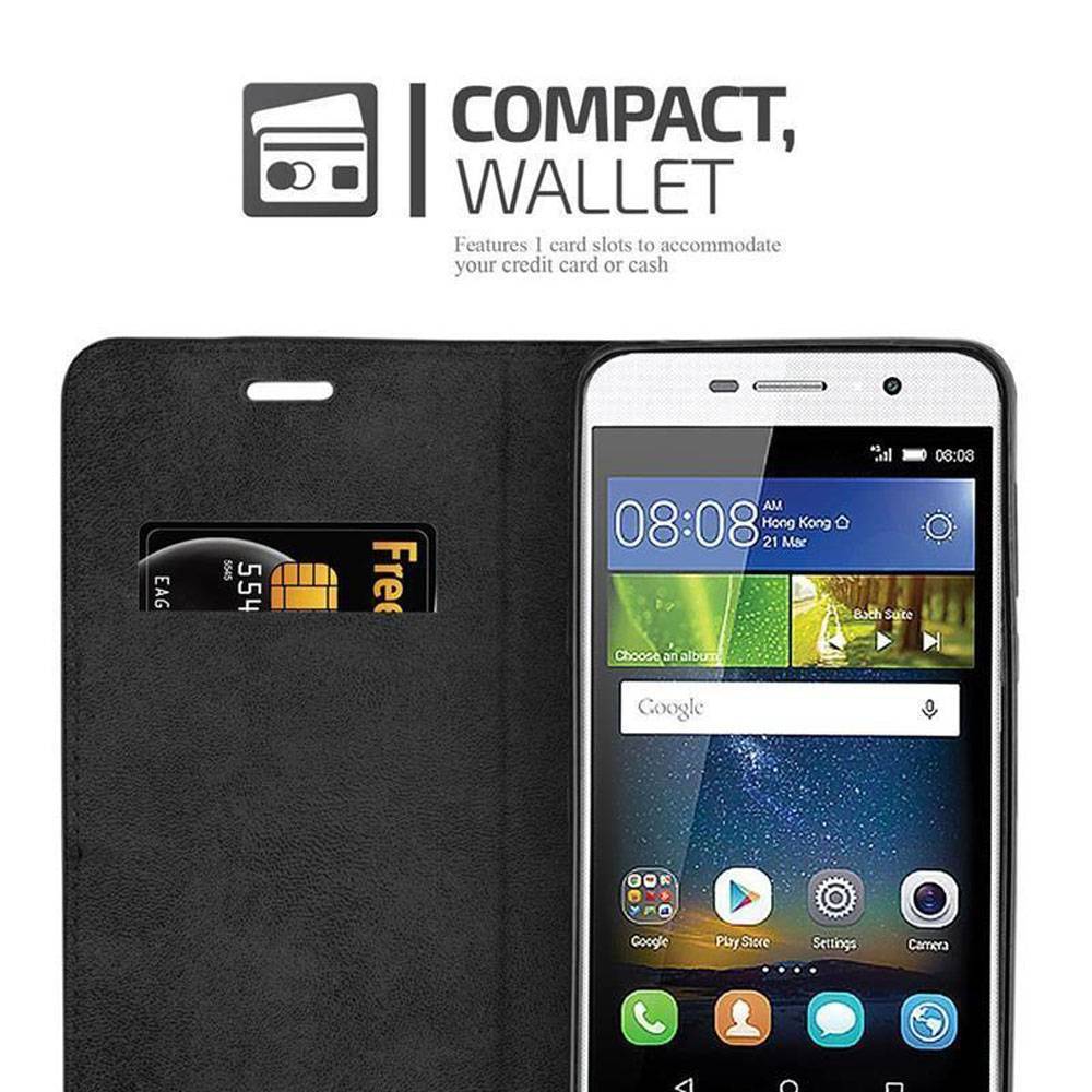 Cadorabo Hülle für Huawei Y5 2017 / Y6 2017 Schutz Hülle in Schwarz Handyhülle Etui Case Cover Magnetverschluss