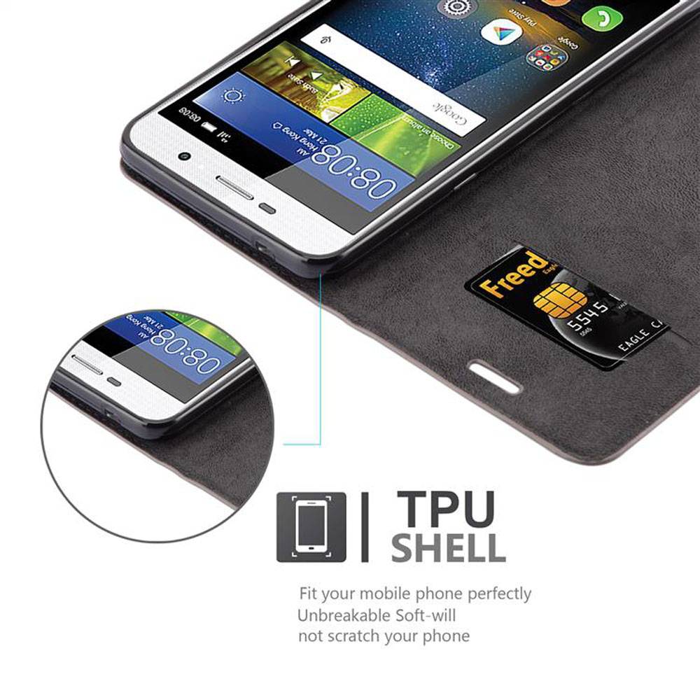 Cadorabo Hülle für Huawei Y5 2017 / Y6 2017 Schutz Hülle in Braun Handyhülle Etui Case Cover Magnetverschluss