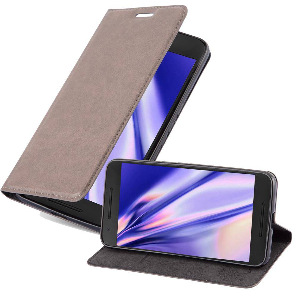 Cadorabo Hülle für Huawei Google NEXUS 6P Schutz Hülle in Braun Handyhülle Etui Case Cover Magnetverschluss