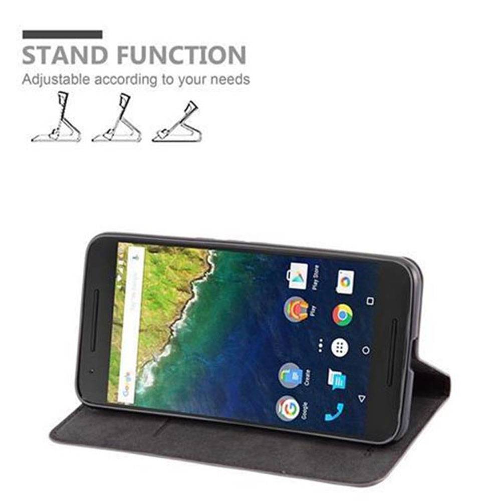 Cadorabo Hülle für Huawei Google NEXUS 6P Schutz Hülle in Braun Handyhülle Etui Case Cover Magnetverschluss